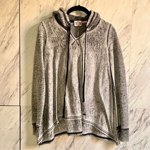 Juicy Couture Burnout Long Sleeves Shark Bite Oversized Slub Hoodie SZ XS